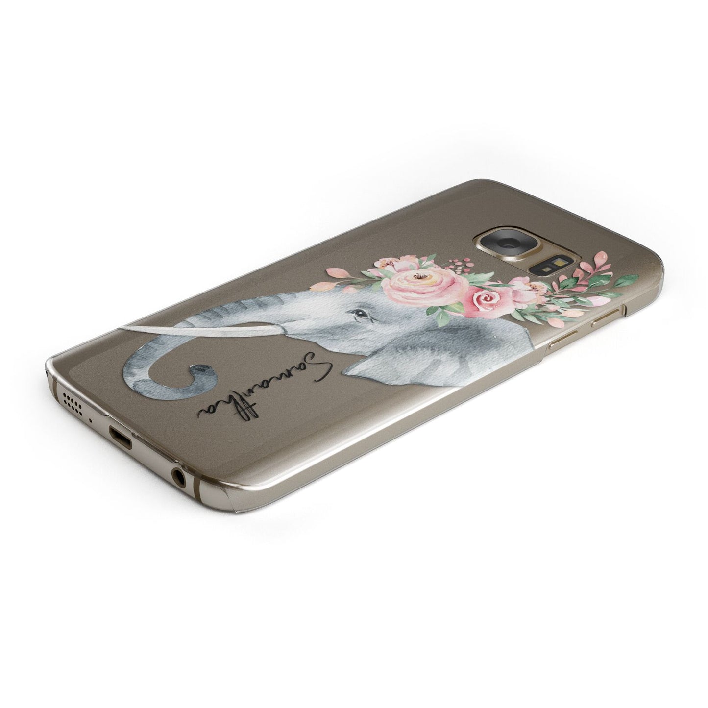 Personalised Elephant Protective Samsung Galaxy Case Angled Image