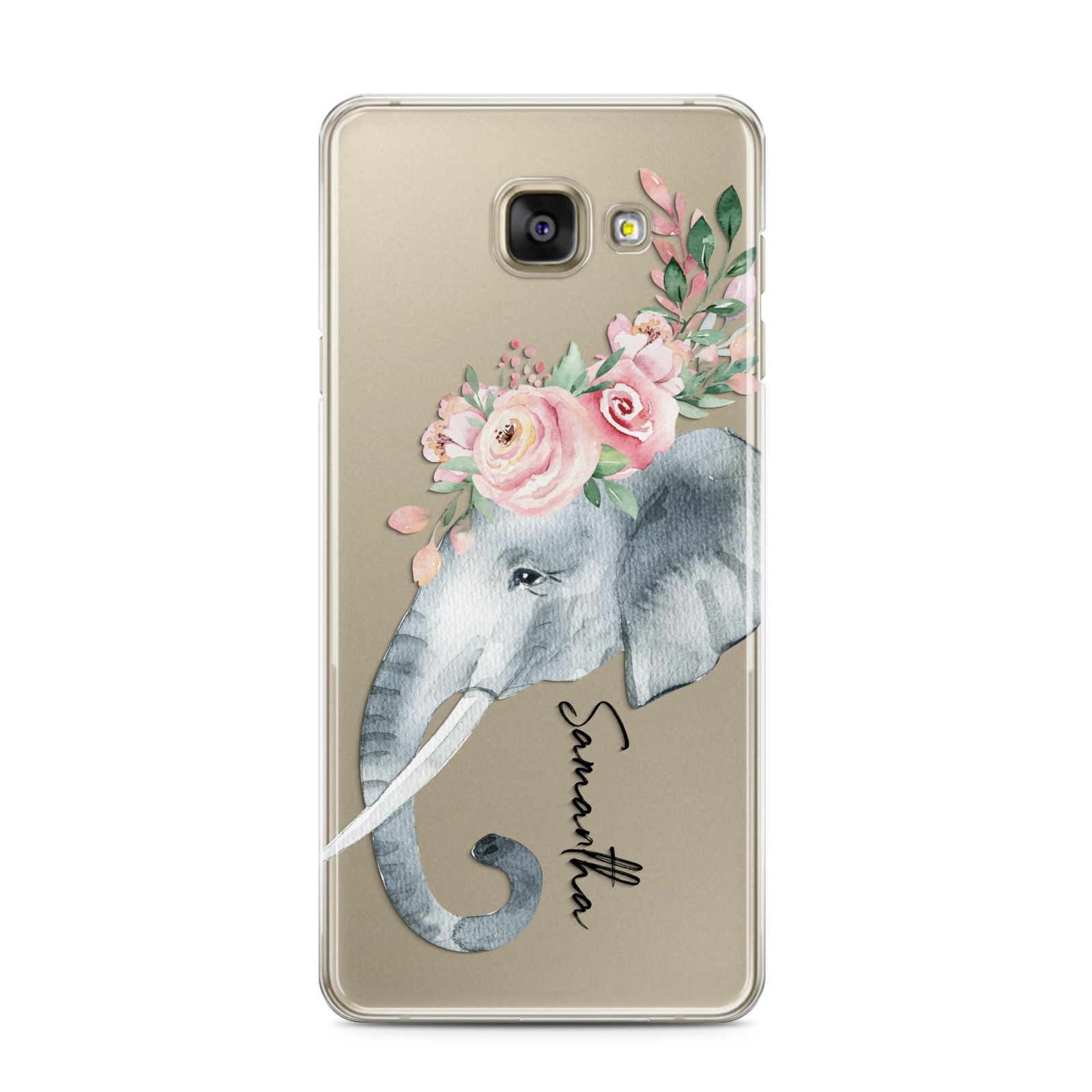 Personalised Elephant Samsung Galaxy A3 2016 Case on gold phone