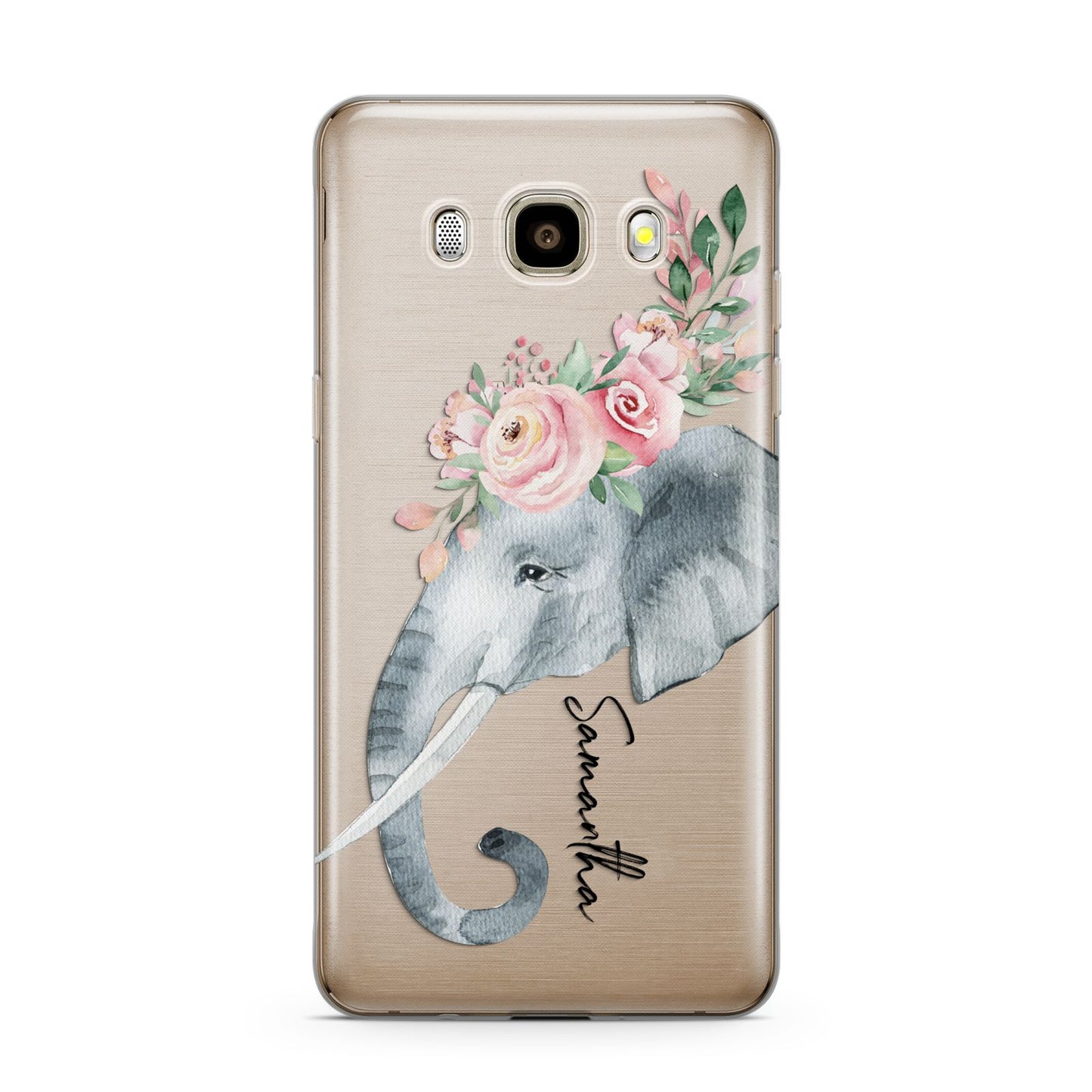 Personalised Elephant Samsung Galaxy J7 2016 Case on gold phone