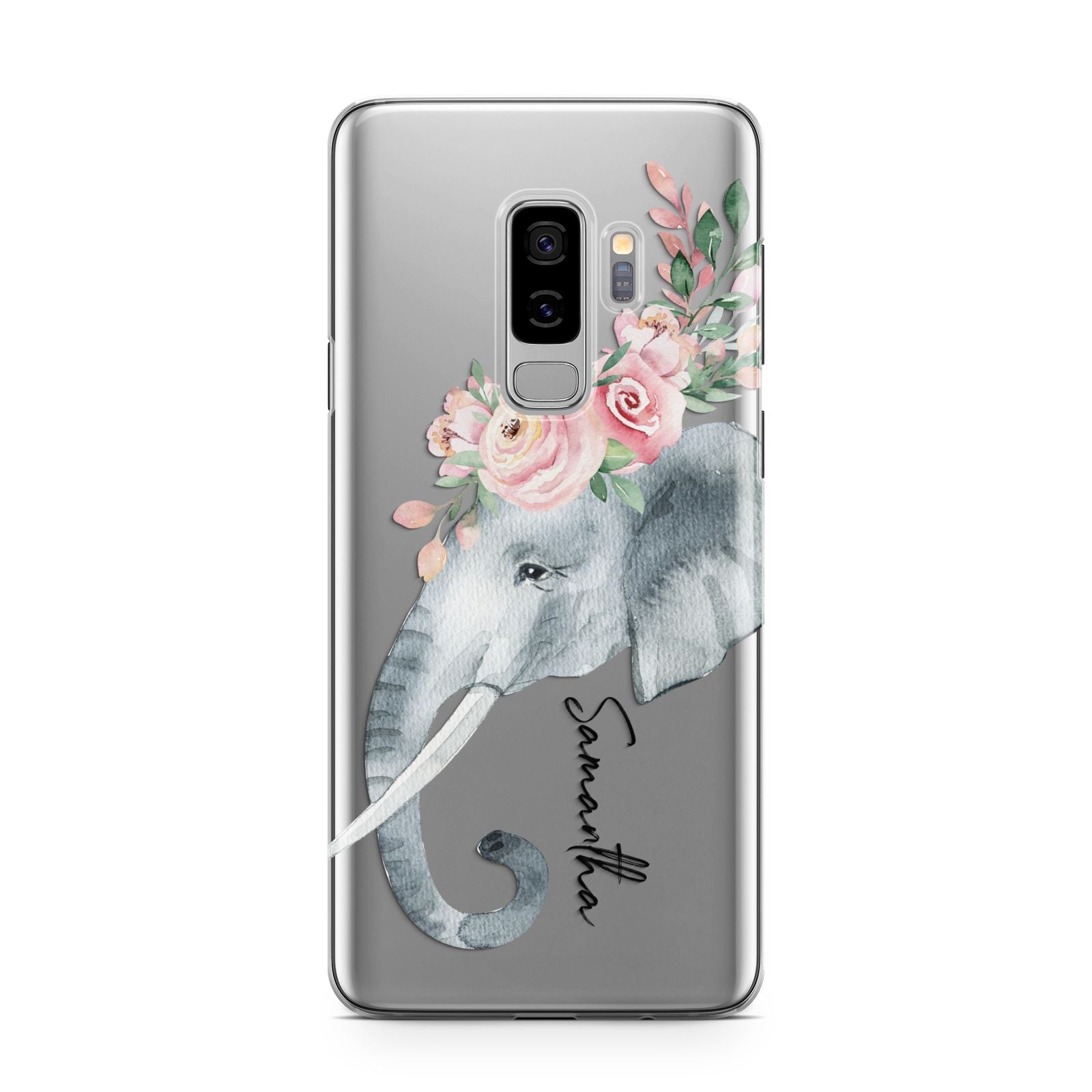 Personalised Elephant Samsung Galaxy S9 Plus Case on Silver phone