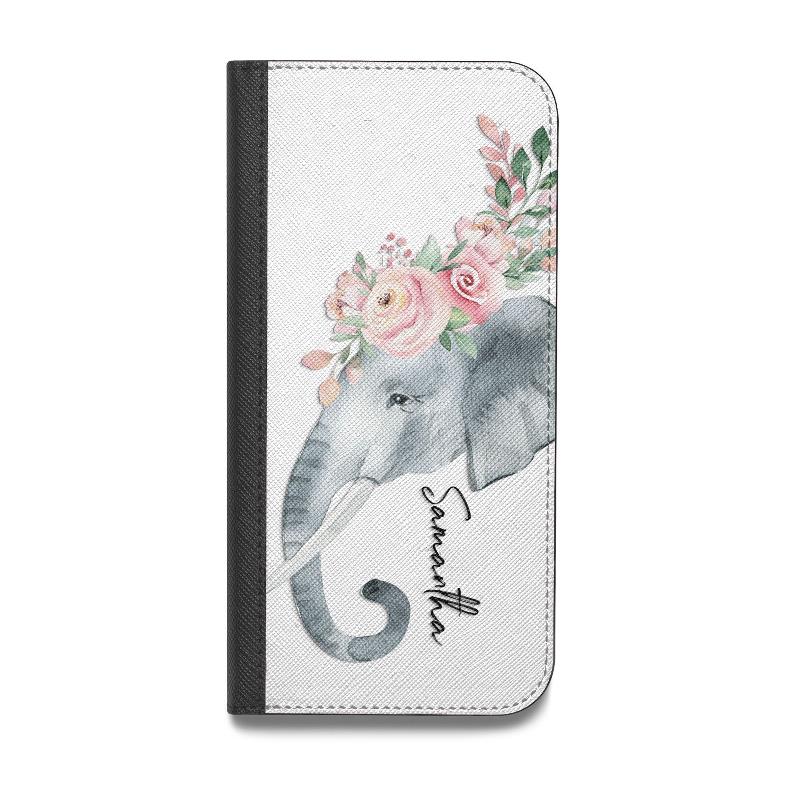 Personalised Elephant Vegan Leather Flip Samsung Case