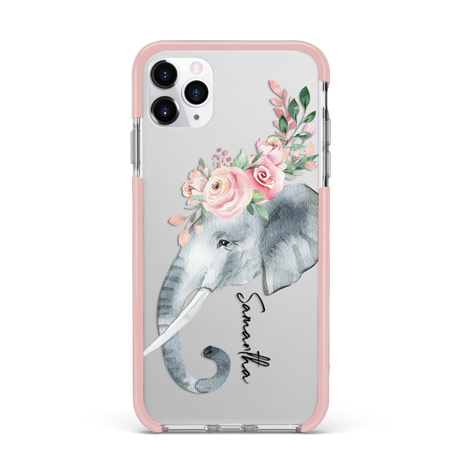 Personalised Elephant iPhone 11 Pro Max Impact Pink Edge Case