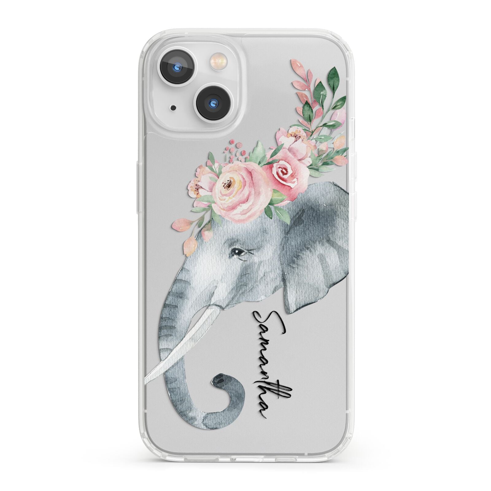Personalised Elephant iPhone 13 Clear Bumper Case