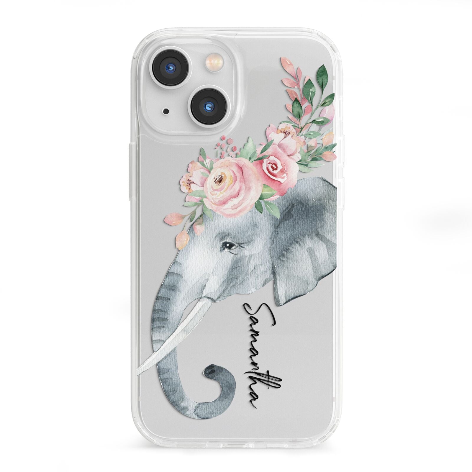 Personalised Elephant iPhone 13 Mini Clear Bumper Case