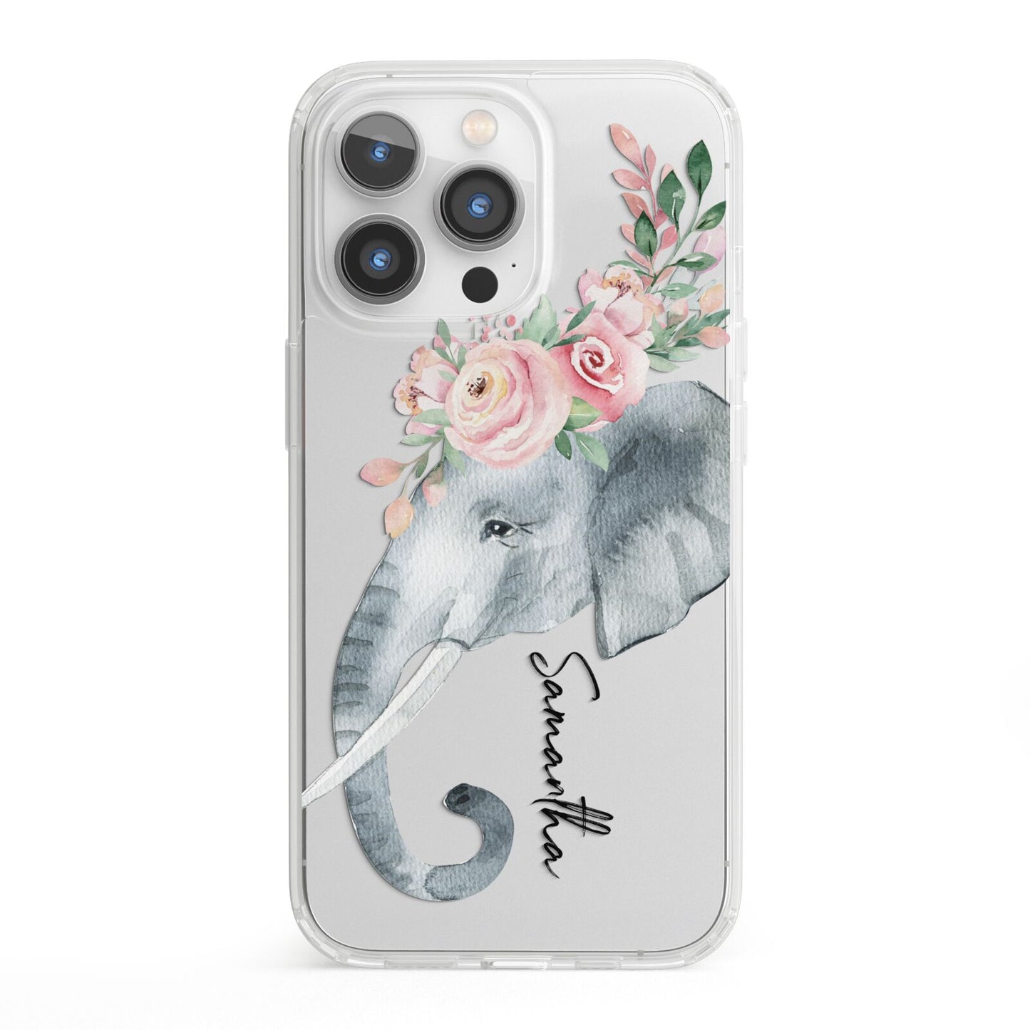 Personalised Elephant iPhone 13 Pro Clear Bumper Case
