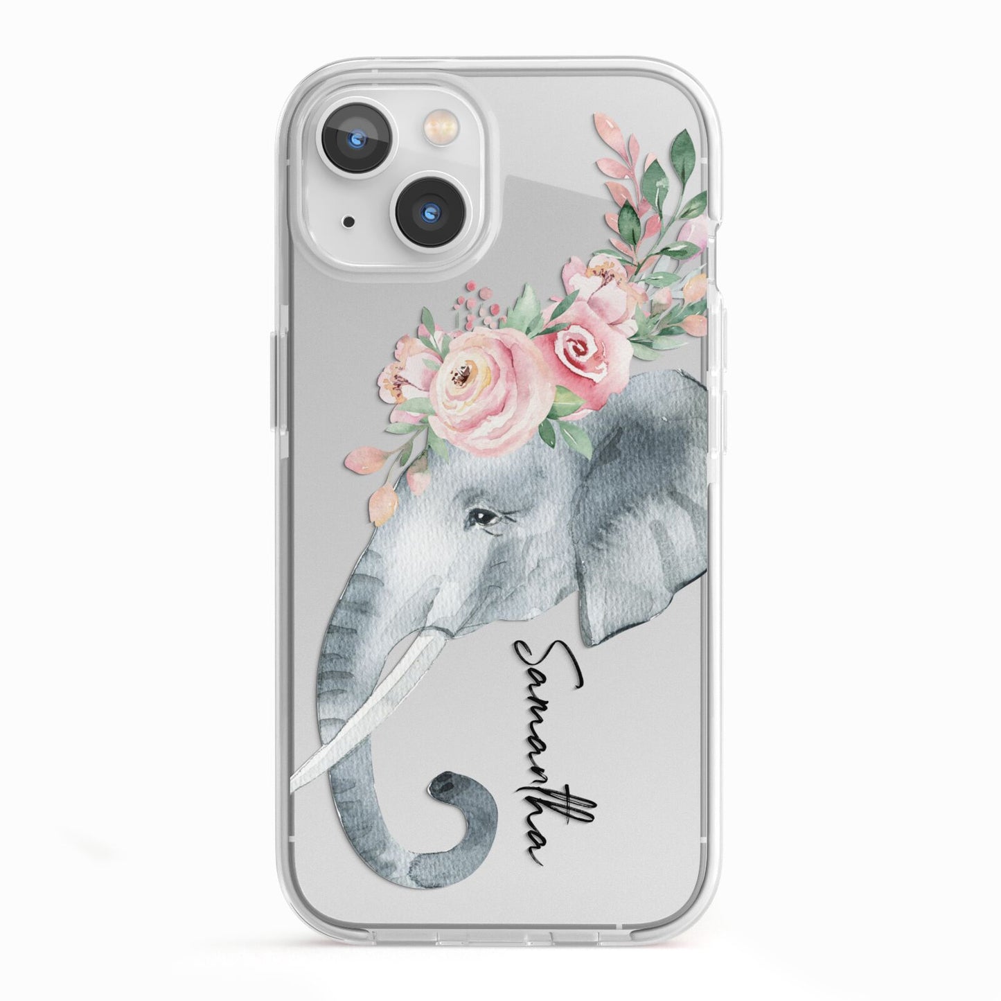 Personalised Elephant iPhone 13 TPU Impact Case with White Edges