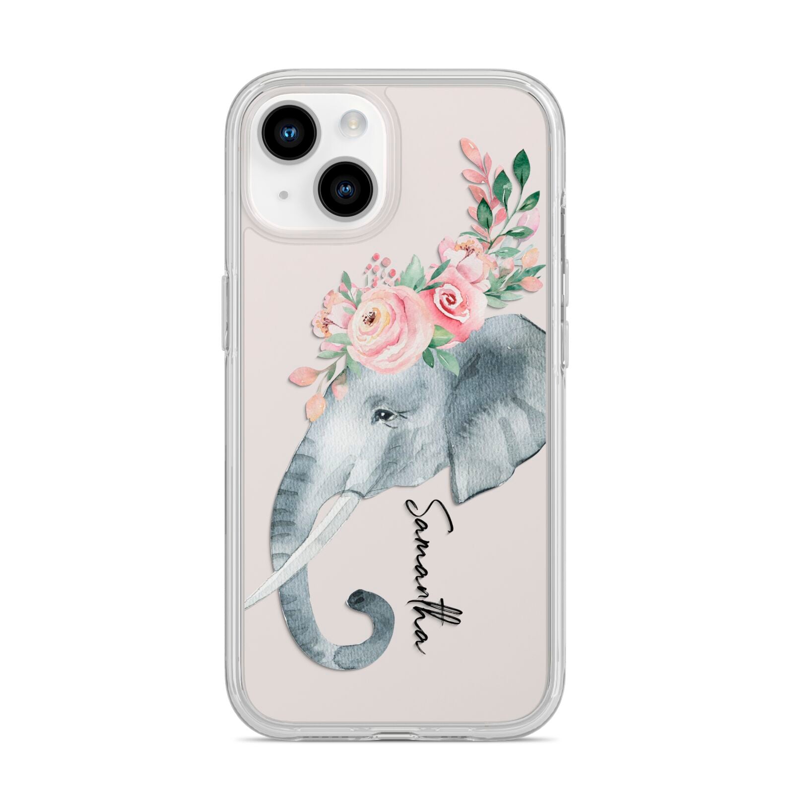 Personalised Elephant iPhone 14 Clear Tough Case Starlight