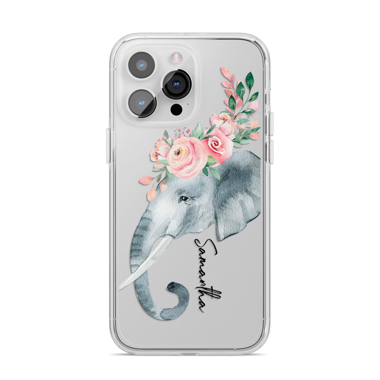 Personalised Elephant iPhone 14 Pro Max Clear Tough Case Silver