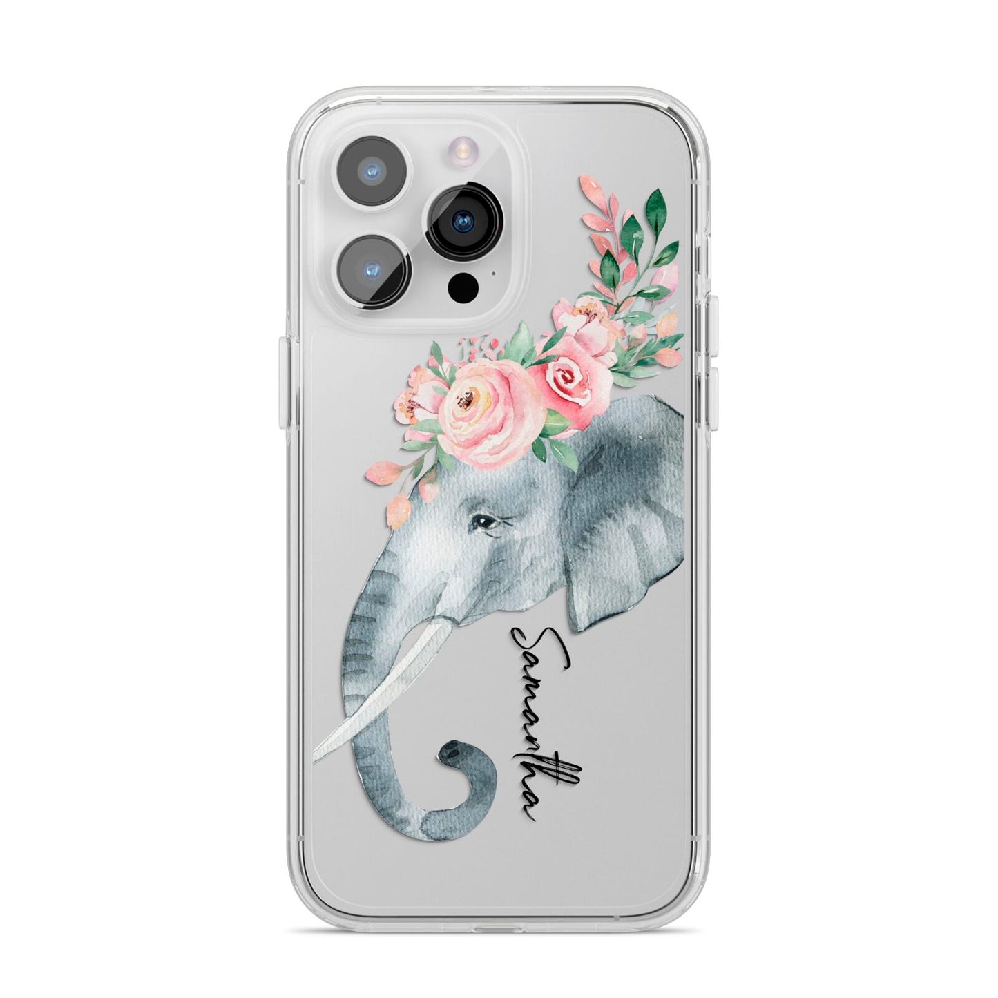Personalised Elephant iPhone 14 Pro Max Clear Tough Case Silver