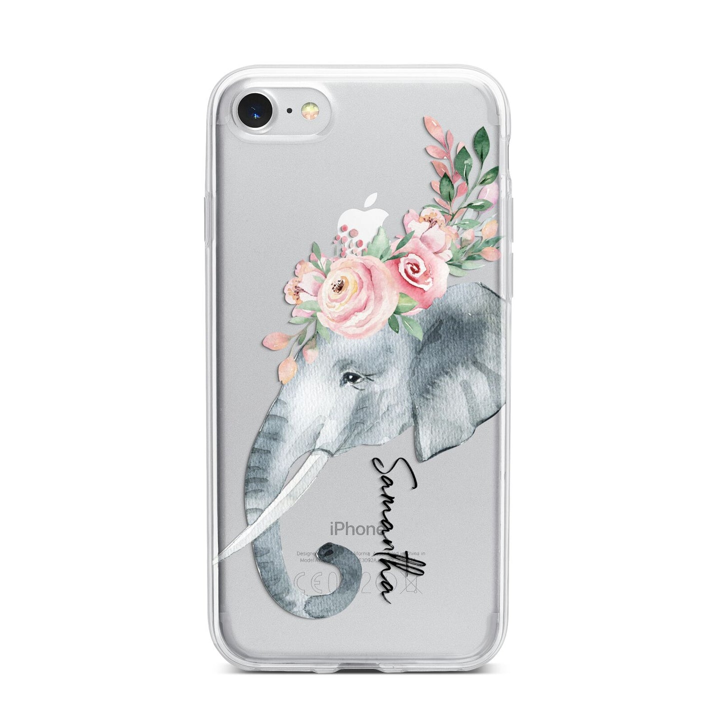 Personalised Elephant iPhone 7 Bumper Case on Silver iPhone