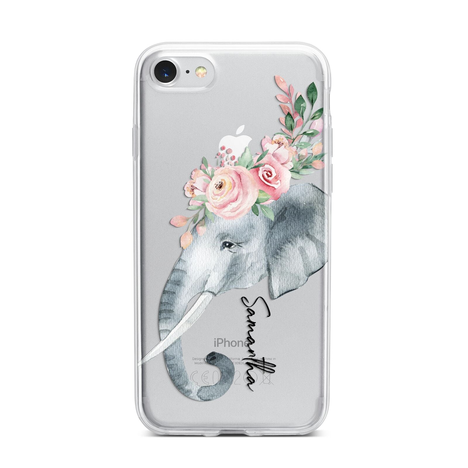 Personalised Elephant iPhone 7 Bumper Case on Silver iPhone