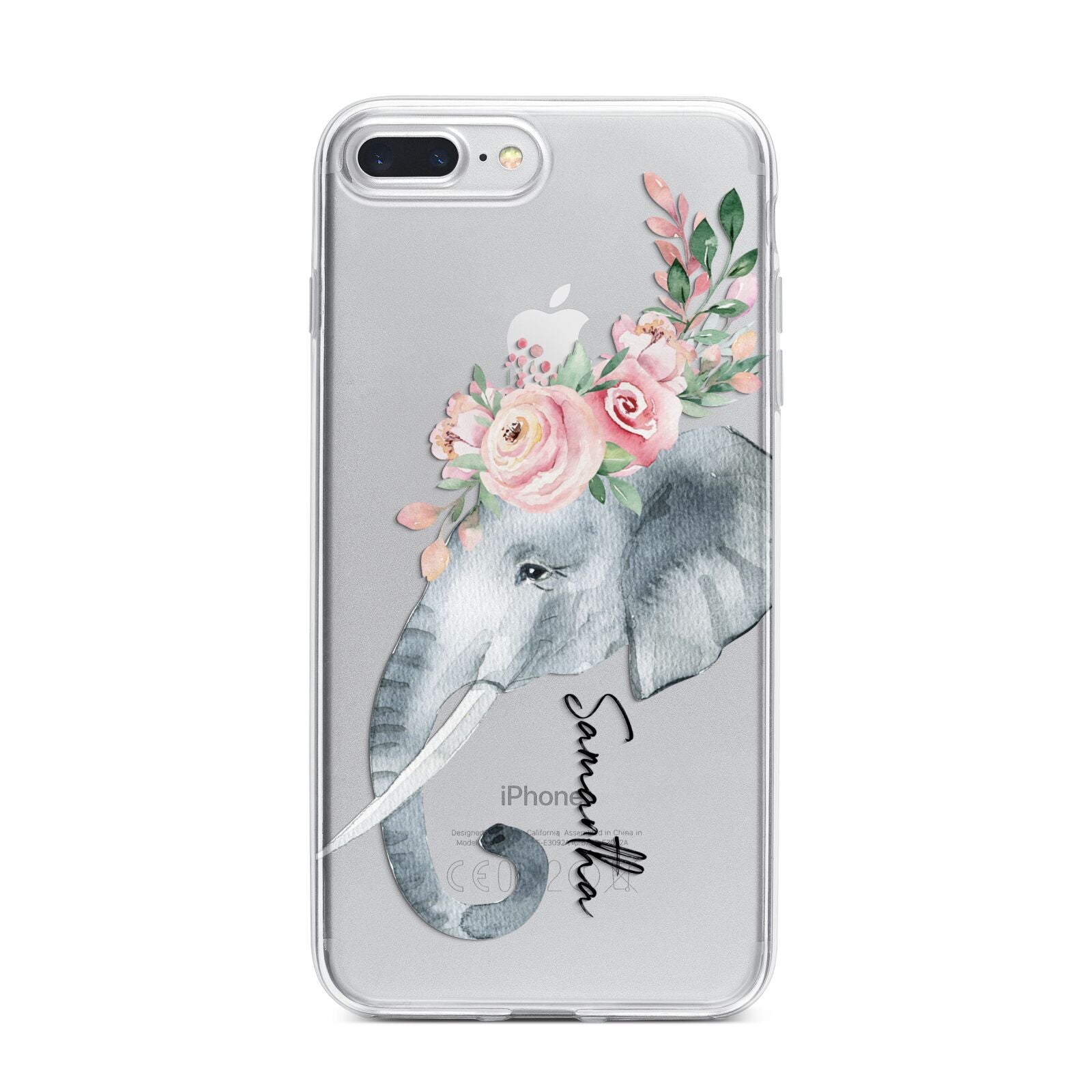 Personalised Elephant iPhone 7 Plus Bumper Case on Silver iPhone