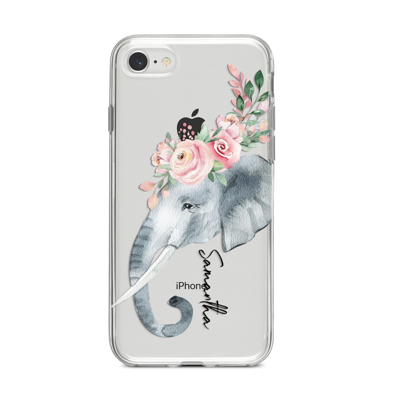 Personalised Elephant iPhone 8 Bumper Case on Silver iPhone