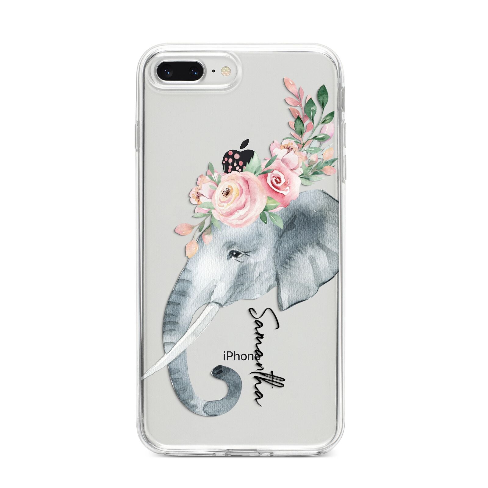 Personalised Elephant iPhone 8 Plus Bumper Case on Silver iPhone