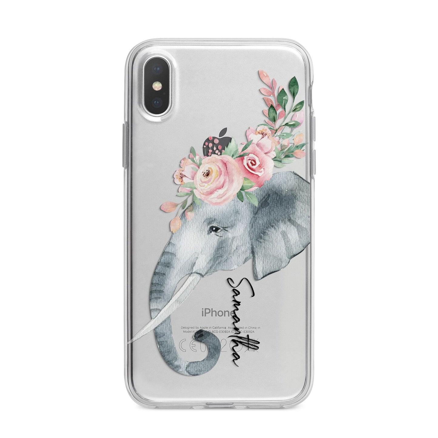 Personalised Elephant iPhone X Bumper Case on Silver iPhone Alternative Image 1