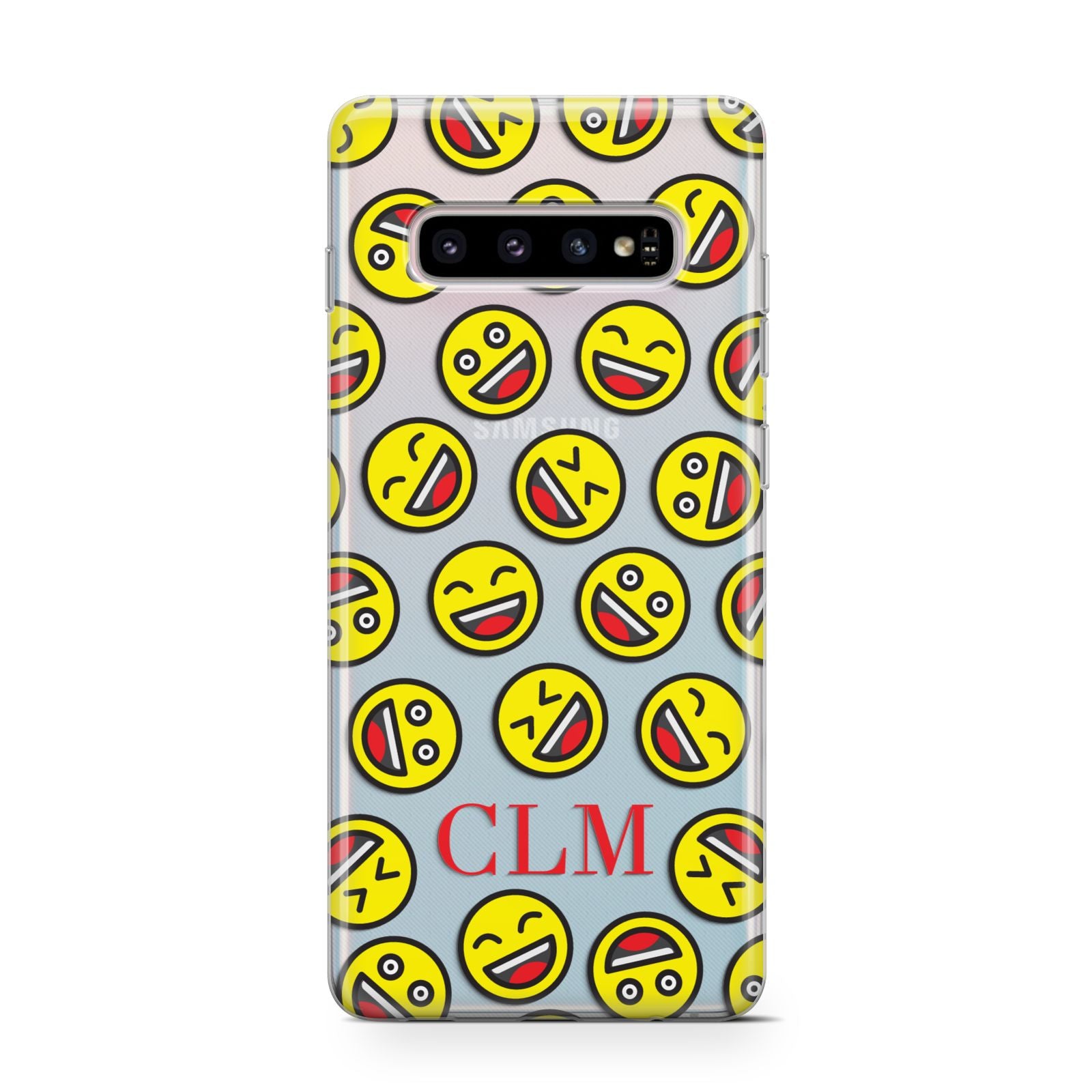 Personalised Emoji Initials Clear Samsung Galaxy S10 Case