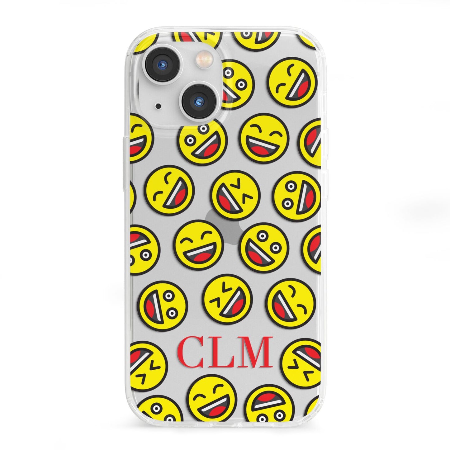 Personalised Emoji Initials Clear iPhone 13 Mini Clear Bumper Case