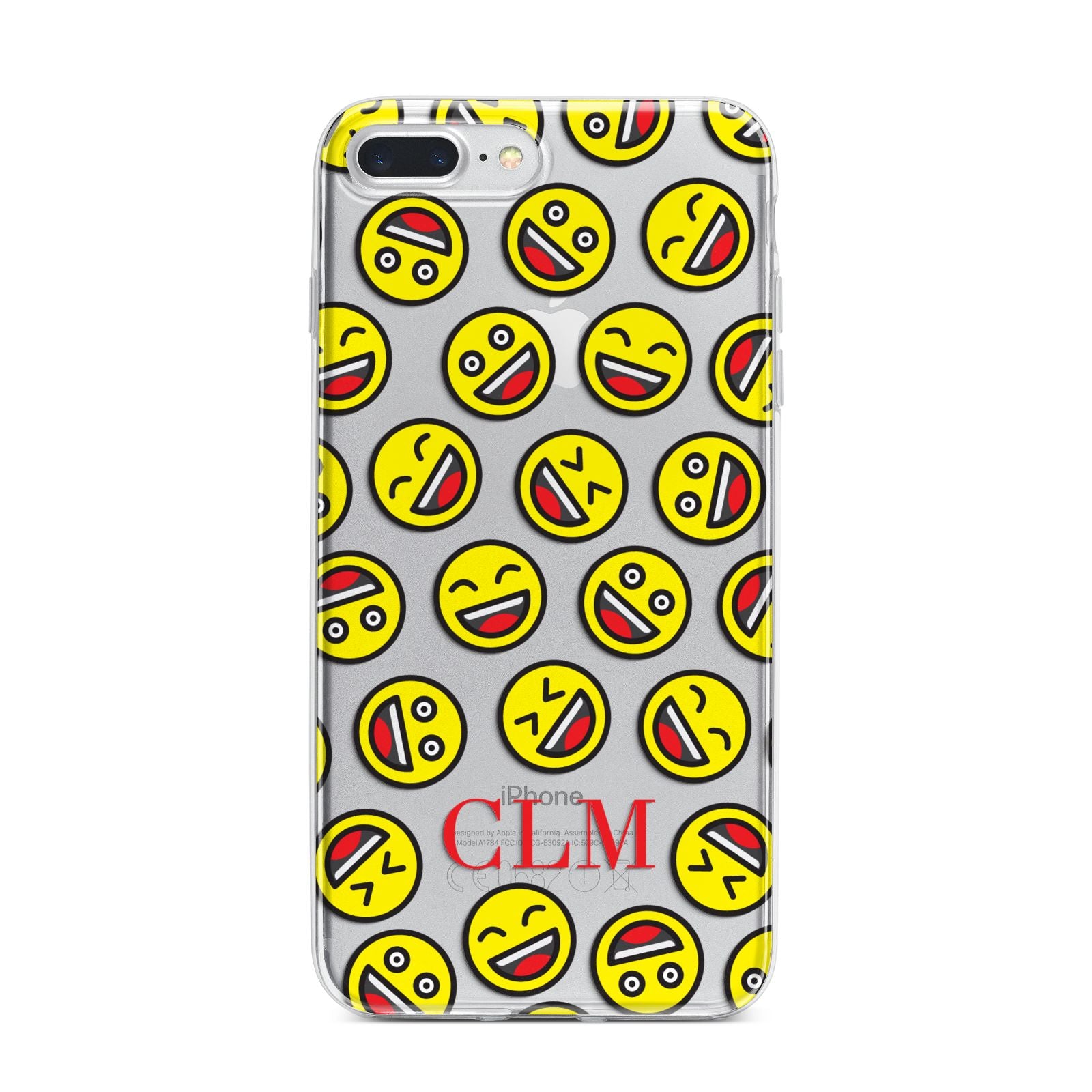 Personalised Emoji Initials Clear iPhone 7 Plus Bumper Case on Silver iPhone
