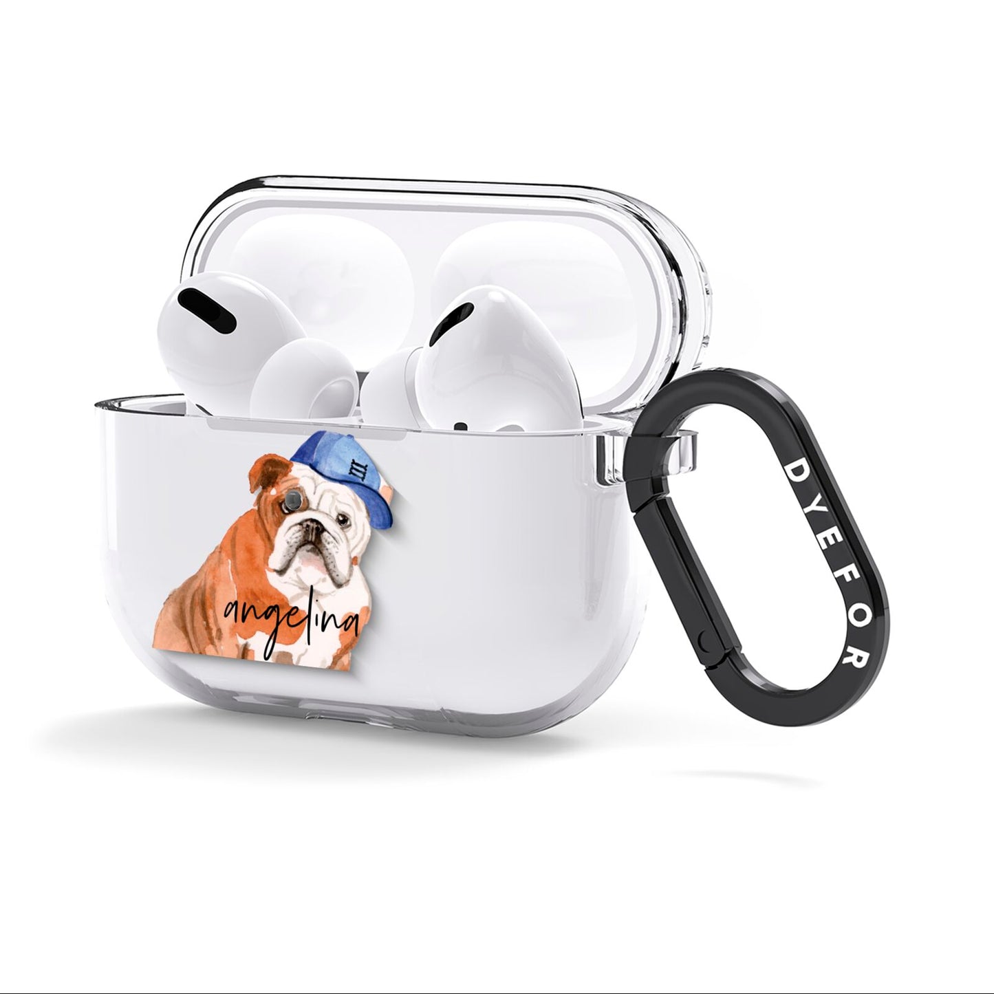 Personalised English Bulldog AirPods Clear Case 3rd Gen Side Image