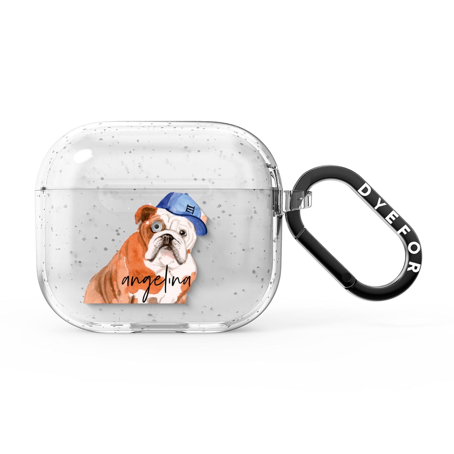 Personalised English Bulldog AirPods Glitter Case 3rd Gen