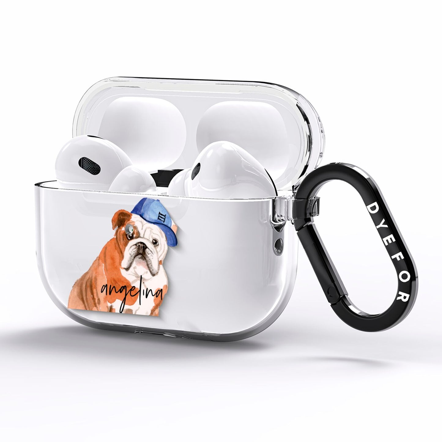 Personalised English Bulldog AirPods Pro Clear Case Side Image
