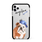 Personalised English Bulldog Apple iPhone 11 Pro Max in Silver with Black Impact Case