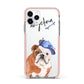 Personalised English Bulldog Apple iPhone 11 Pro in Silver with Pink Impact Case