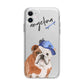 Personalised English Bulldog Apple iPhone 11 in White with Bumper Case