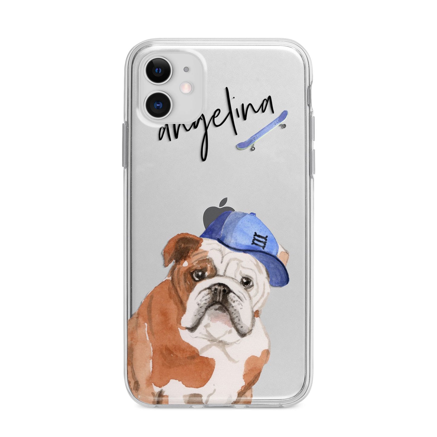 Personalised English Bulldog Apple iPhone 11 in White with Bumper Case