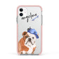 Personalised English Bulldog Apple iPhone 11 in White with Pink Impact Case