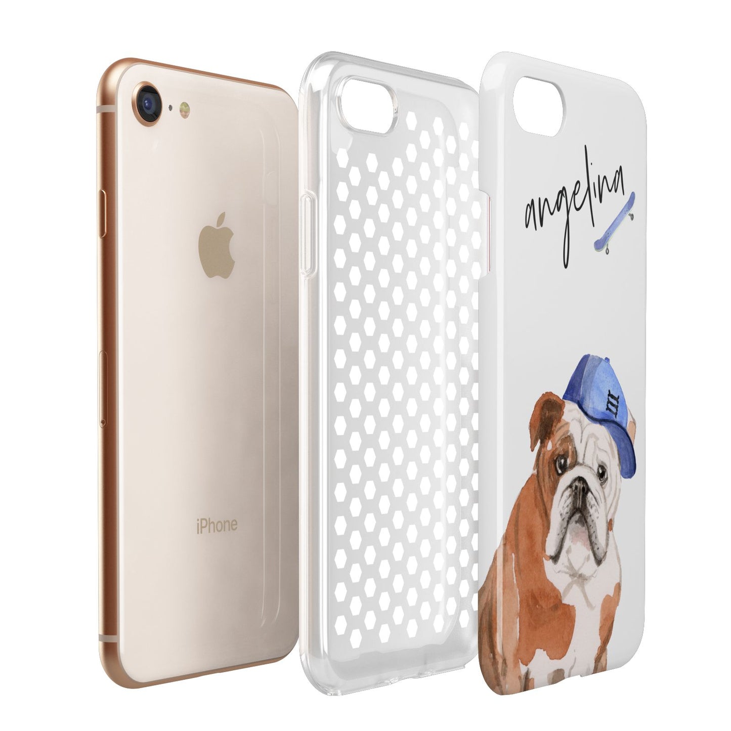 Personalised English Bulldog Apple iPhone 7 8 3D Tough Case Expanded View