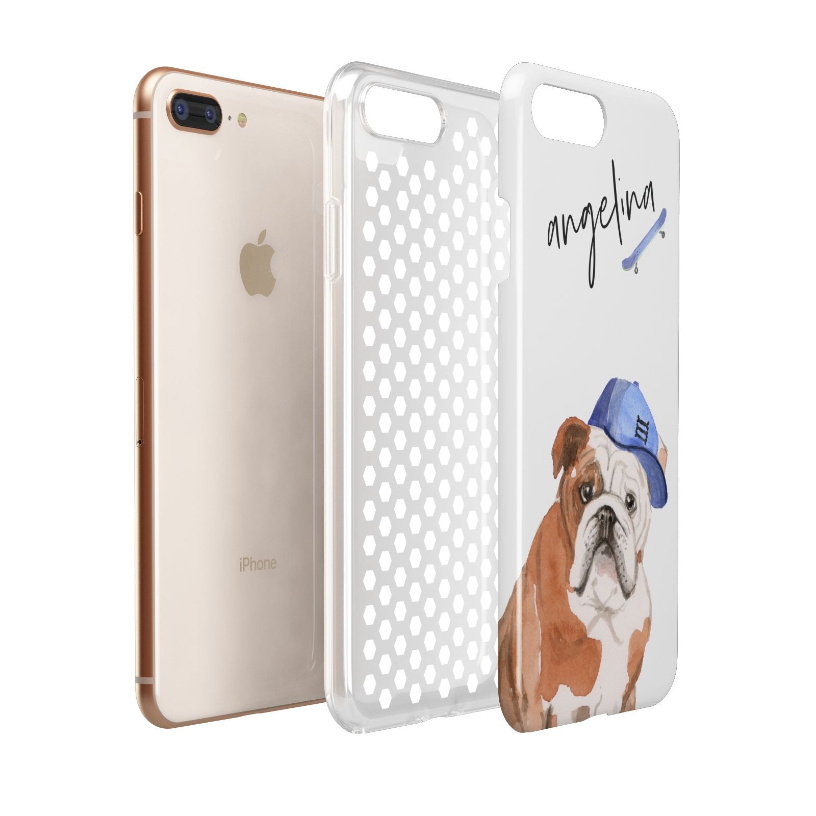 Personalised English Bulldog Apple iPhone 7 8 Plus 3D Tough Case Expanded View