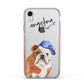 Personalised English Bulldog Apple iPhone XR Impact Case Pink Edge on Silver Phone