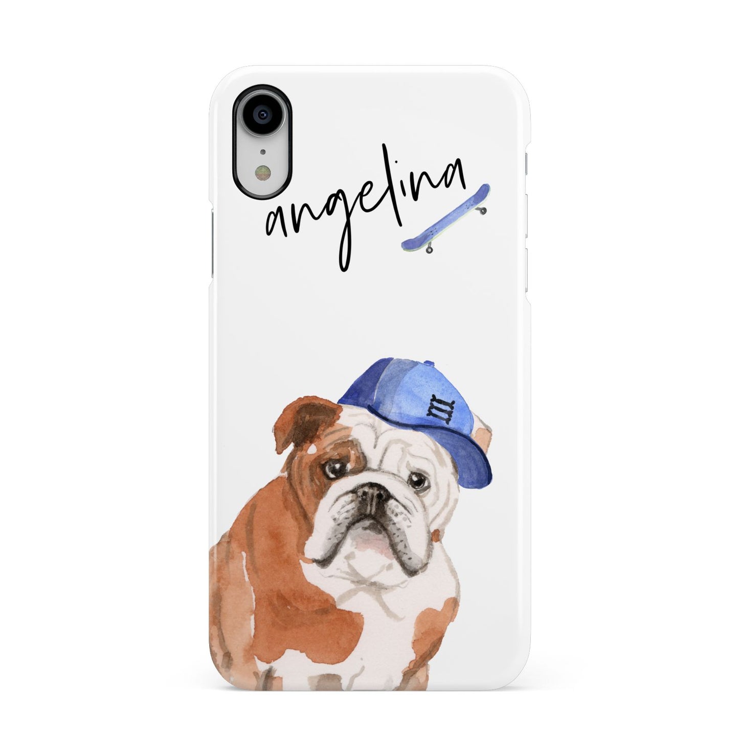 Personalised English Bulldog Apple iPhone XR White 3D Snap Case