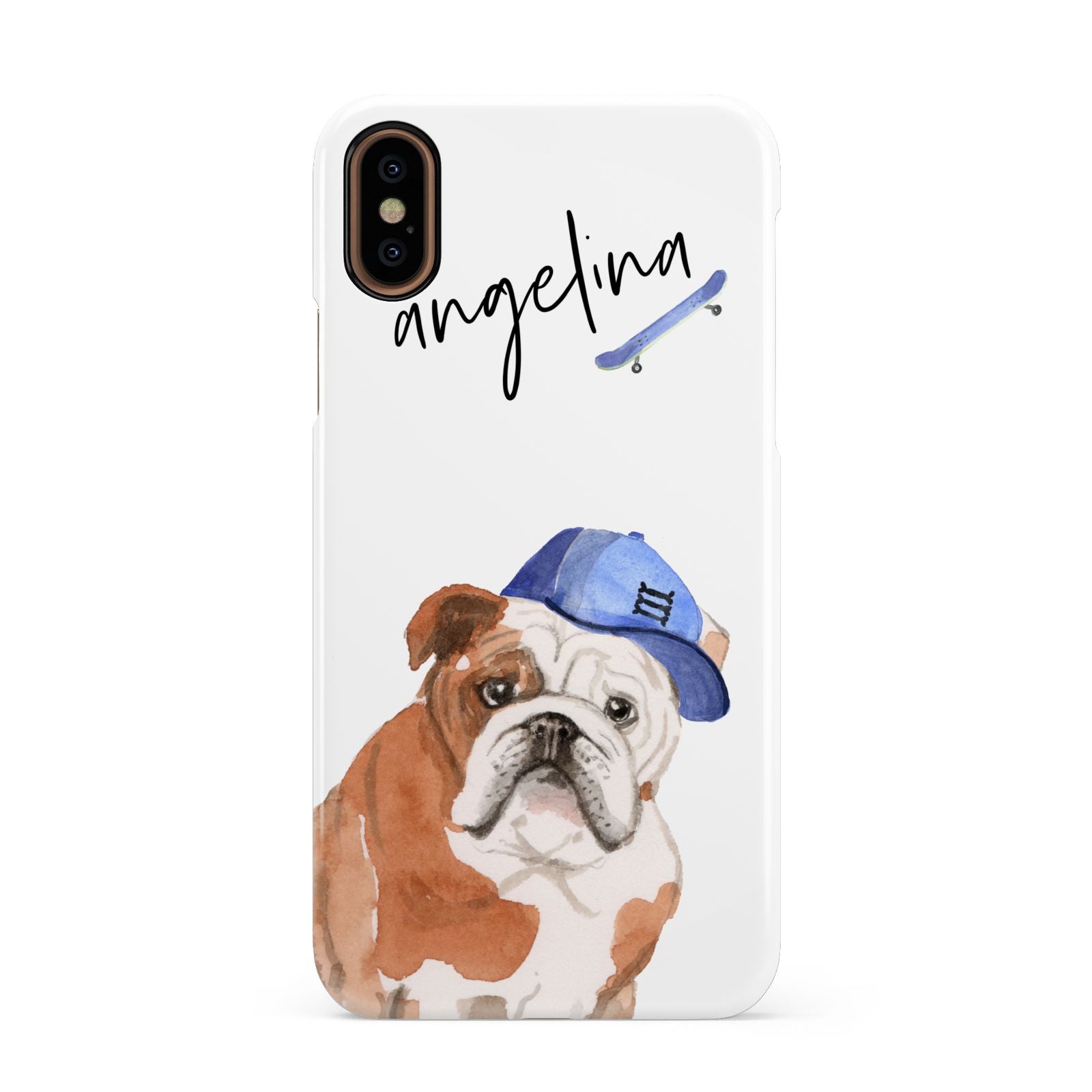 Personalised English Bulldog Apple iPhone XS 3D Snap Case