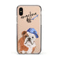 Personalised English Bulldog Apple iPhone Xs Impact Case Black Edge on Gold Phone