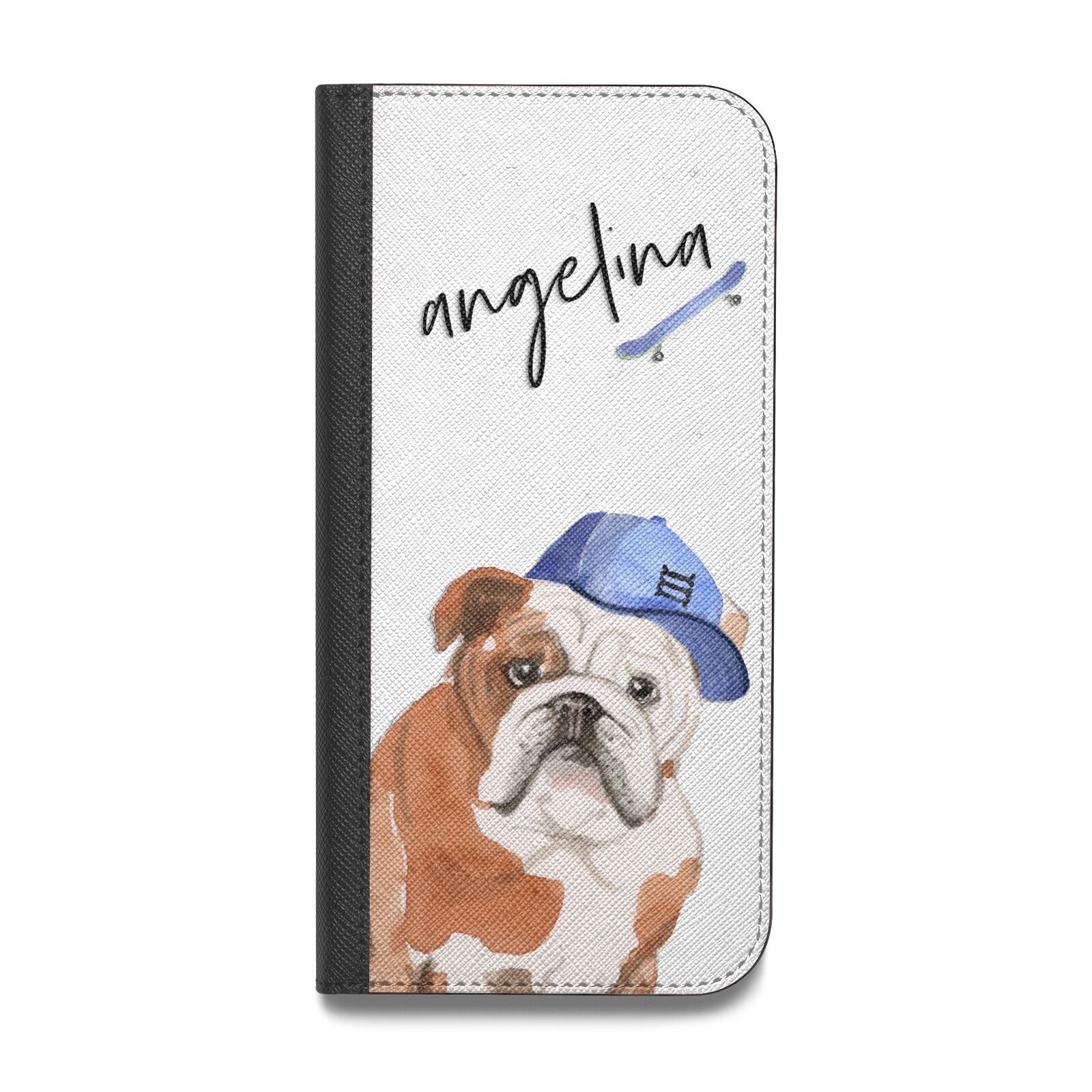 Personalised English Bulldog Vegan Leather Flip Samsung Case