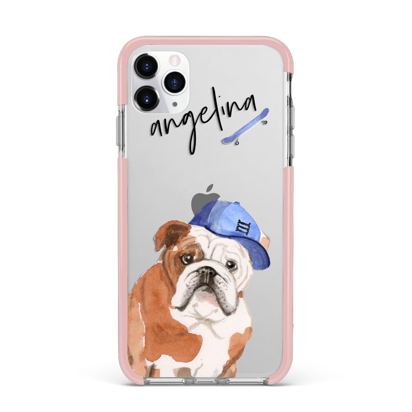 Personalised English Bulldog iPhone 11 Pro Max Impact Pink Edge Case