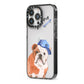 Personalised English Bulldog iPhone 13 Pro Black Impact Case Side Angle on Silver phone