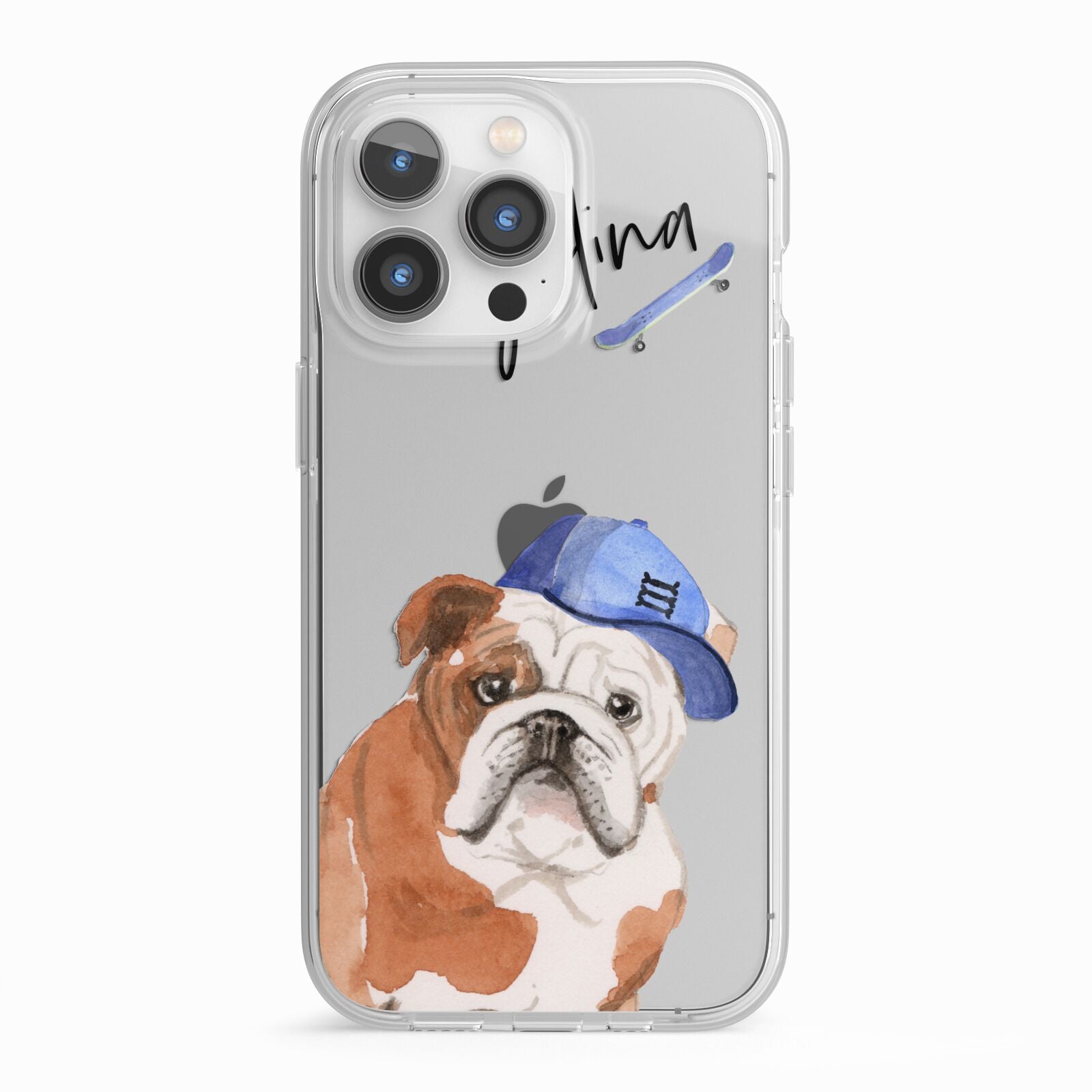 Personalised English Bulldog iPhone 13 Pro TPU Impact Case with White Edges