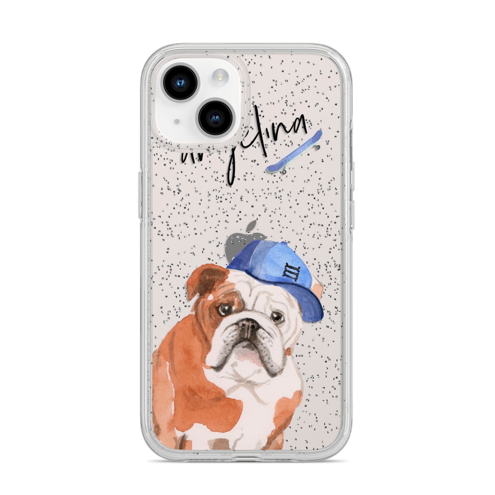 Personalised English Bulldog iPhone 14 Glitter Tough Case Starlight