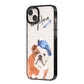Personalised English Bulldog iPhone 14 Plus Black Impact Case Side Angle on Silver phone