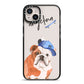 Personalised English Bulldog iPhone 14 Plus Black Impact Case on Silver phone