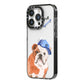 Personalised English Bulldog iPhone 14 Pro Black Impact Case Side Angle on Silver phone