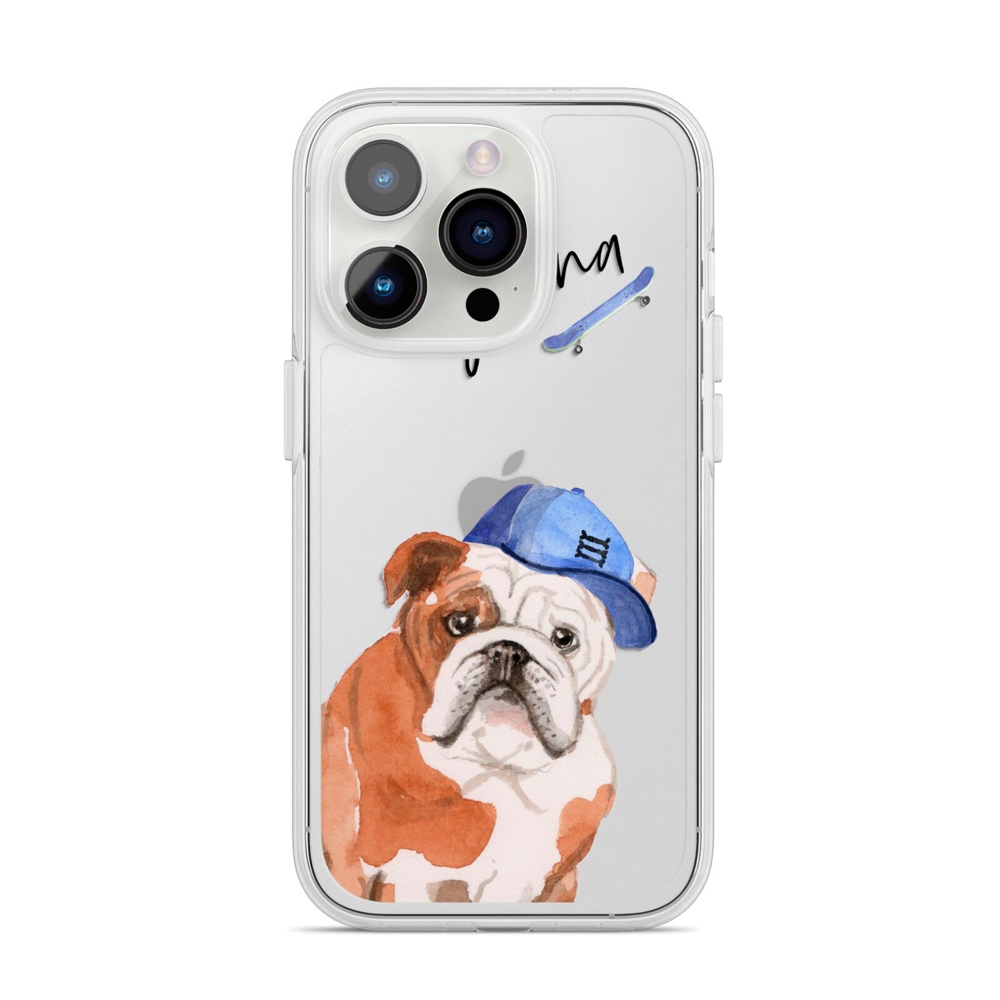 Personalised English Bulldog iPhone 14 Pro Clear Tough Case Silver