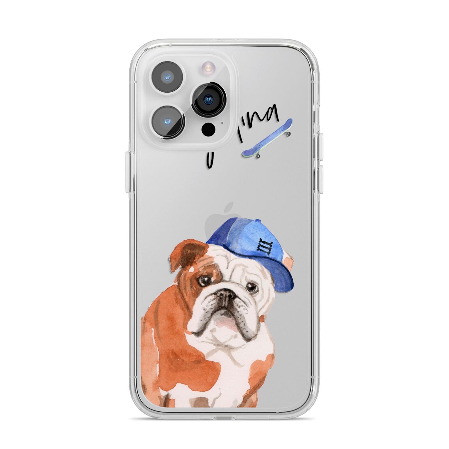 Personalised English Bulldog iPhone 14 Pro Max Clear Tough Case Silver