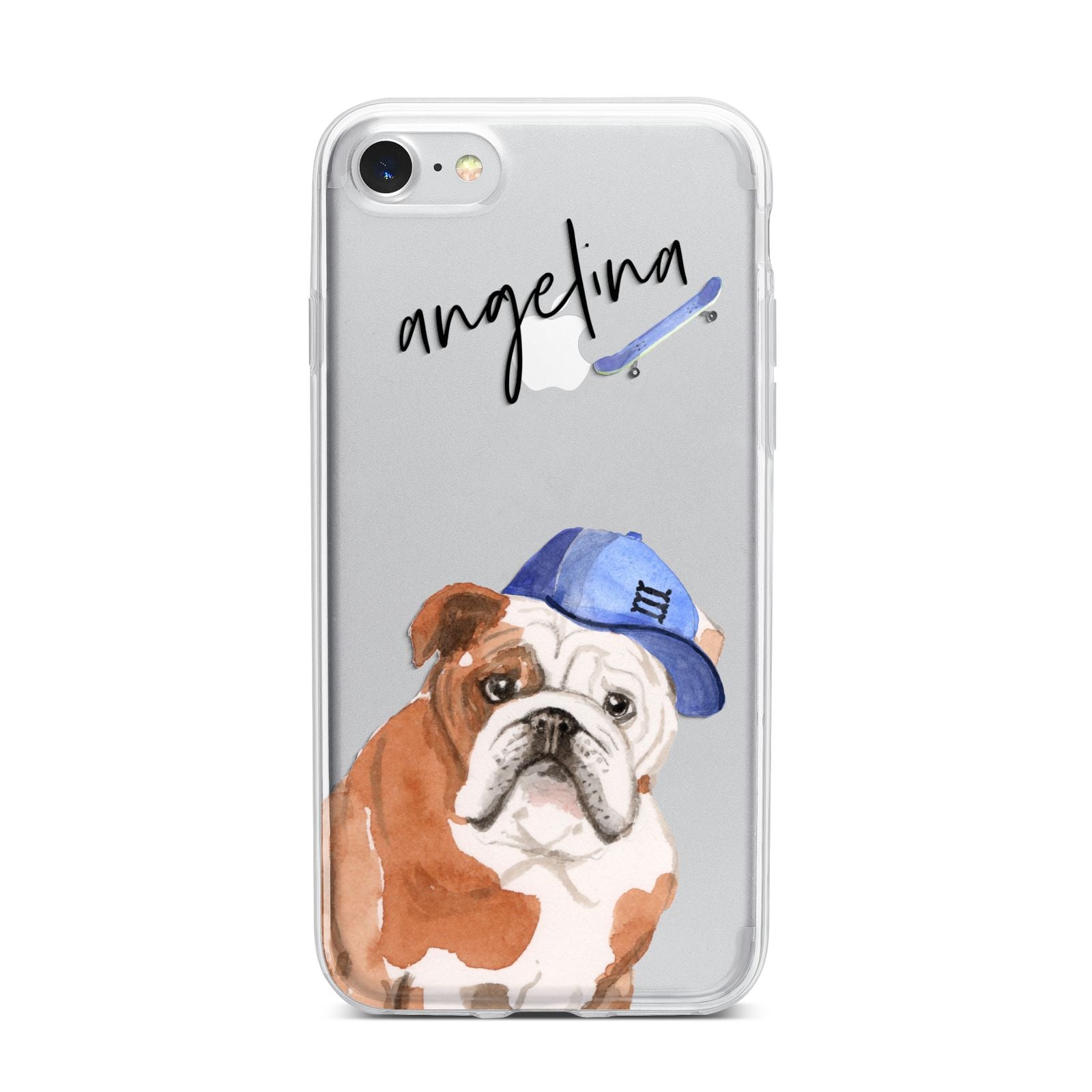Personalised English Bulldog iPhone 7 Bumper Case on Silver iPhone