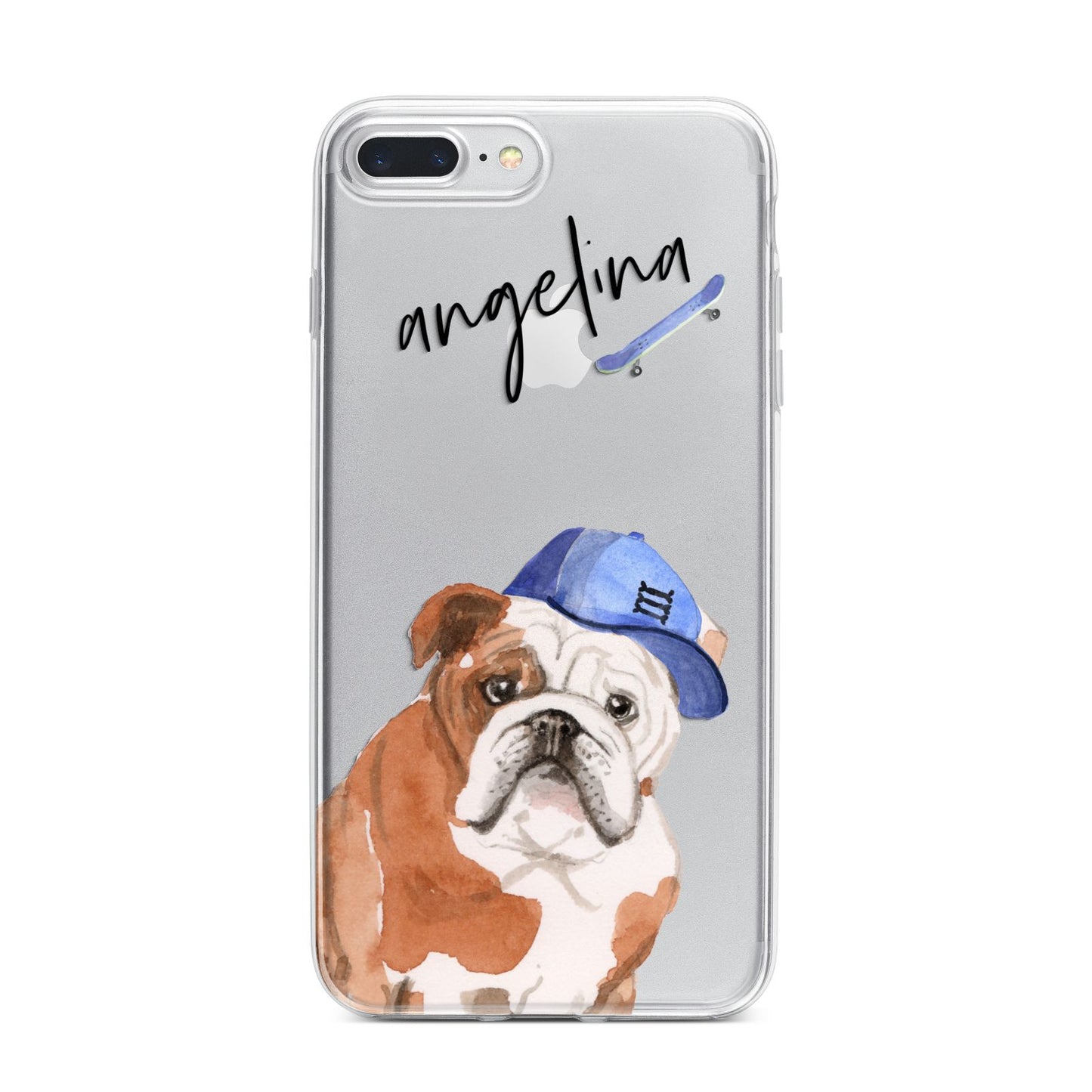 Personalised English Bulldog iPhone 7 Plus Bumper Case on Silver iPhone