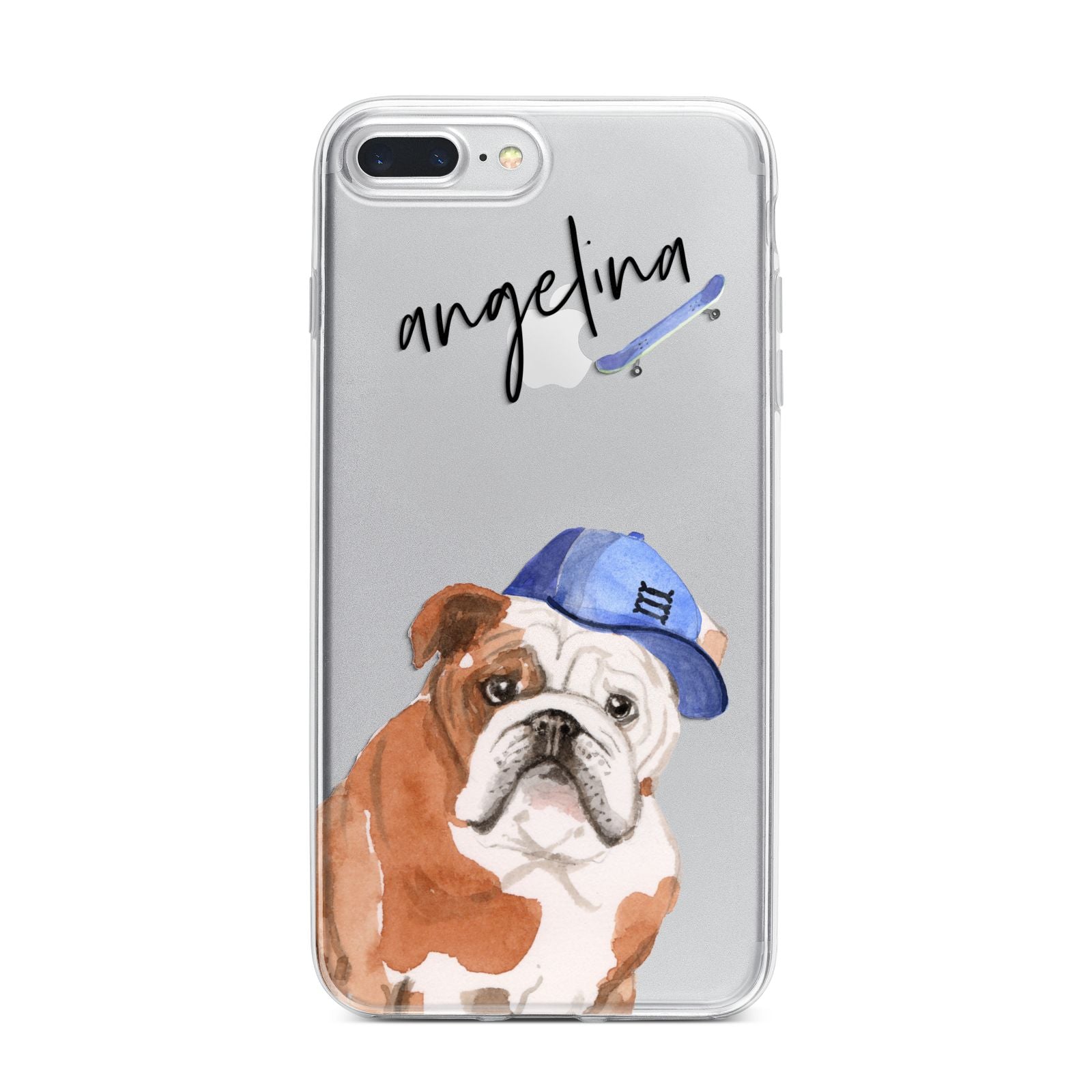 Personalised English Bulldog iPhone 7 Plus Bumper Case on Silver iPhone