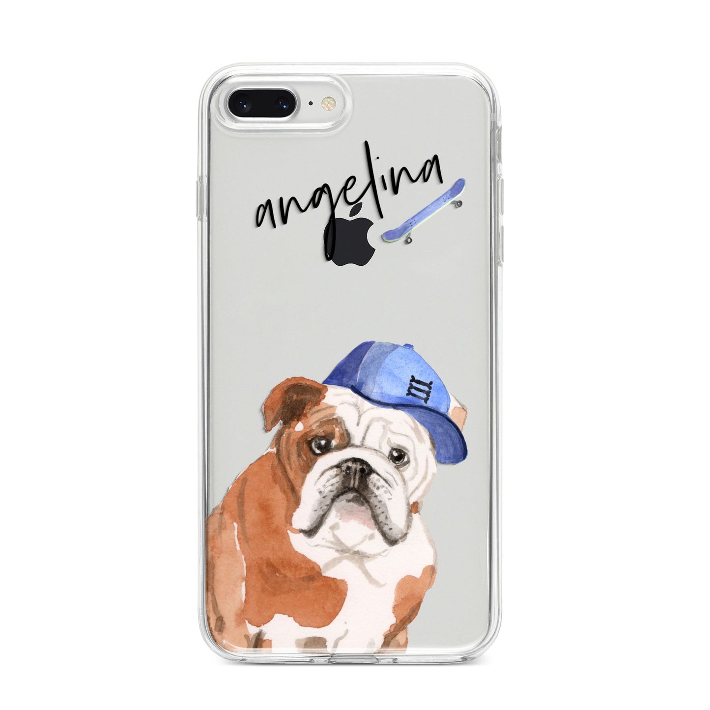 Personalised English Bulldog iPhone 8 Plus Bumper Case on Silver iPhone